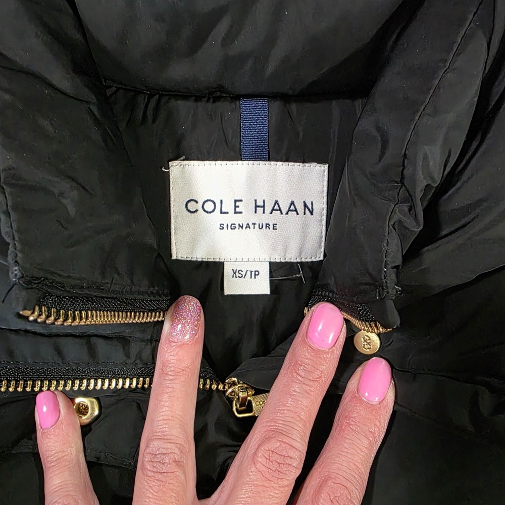 Cole Haan Hooded‎ Puffer Coat Womens Black XS/TP Full Zip Down & Feathers - Picture 5 of 15